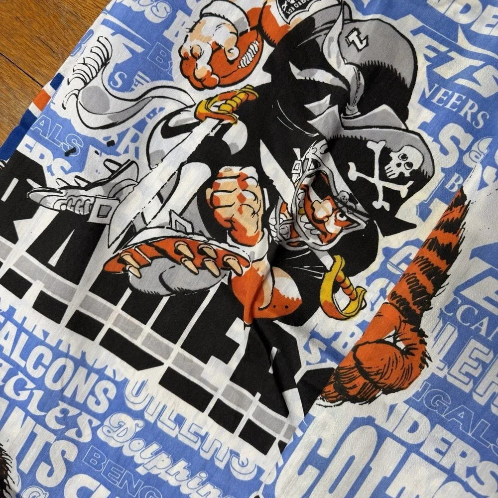 Vintage‎ 1988 NFL Jack Davis Blanket Teams Bears Raiders 49ers Giants Art 39x75